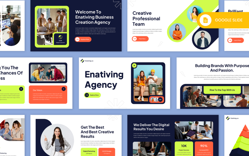 Enativing - Шаблон слайдов Google для креативного агентства