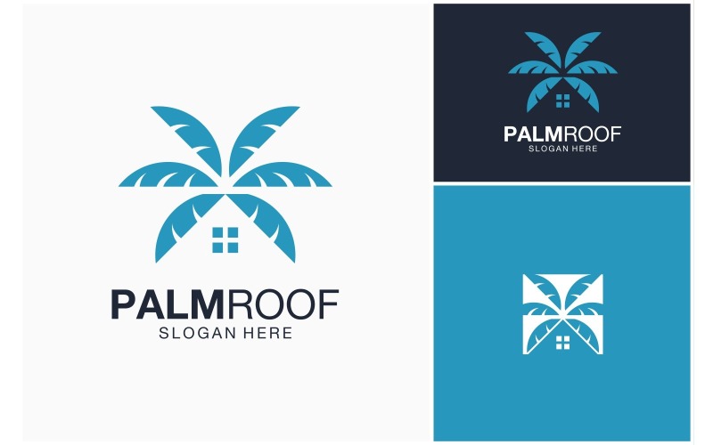 Logo mit Palmblättern auf dem Dach eines Hauses