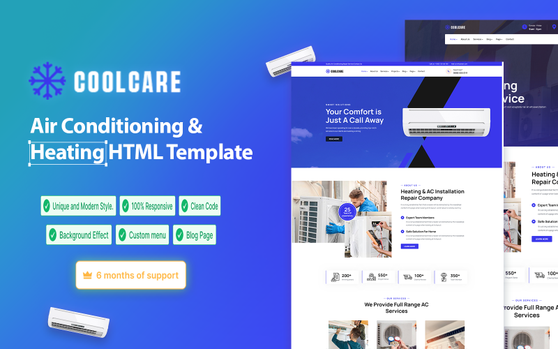 CoolCare - Klima ve Isıtma HTML Şablonu