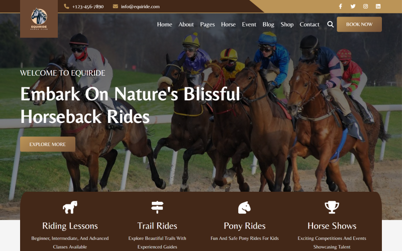 Equiride - HTML5网站模板骑马俱乐部和学校