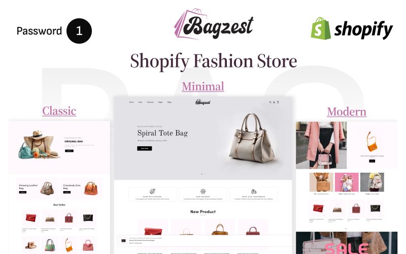 Bagzest: Divatos kézitáskák és divatruházat Shopify téma az Ön online áruházában