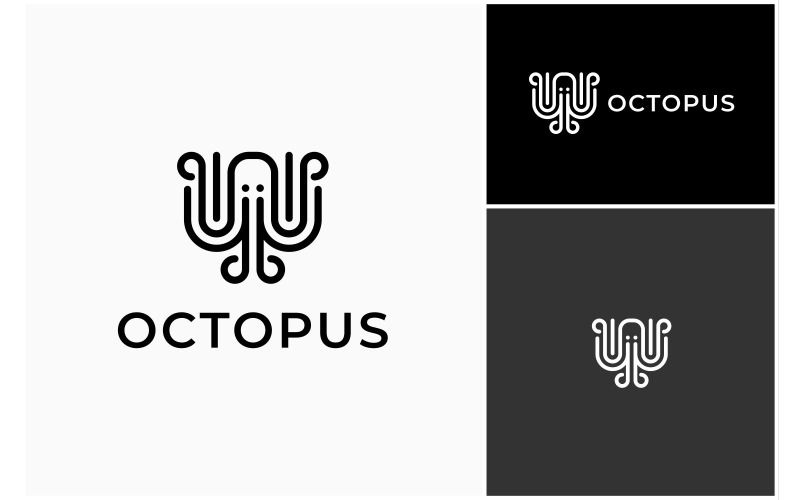 Octopus Squid Tentacle Line Art Logo Templatemonster