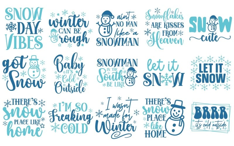 Whimsical Winter Snow Vibes SVG | Festive Holiday Illustrations | Digital Download