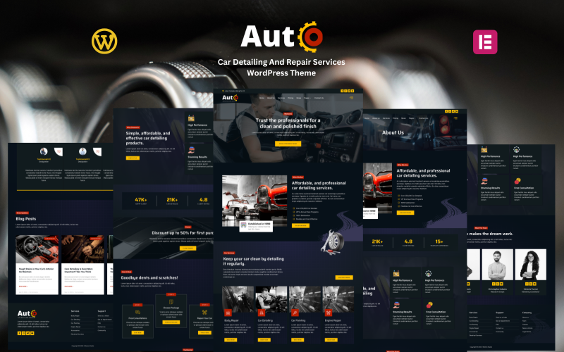 Auto - Tema WordPress de serviços de detalhamento e reparo de automóveis