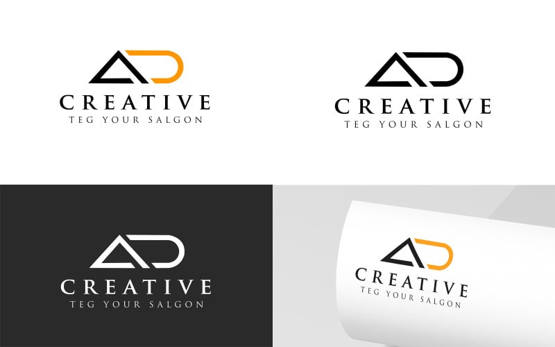 AD Bokstäver Logotyp Mall Annonslogotypdesign