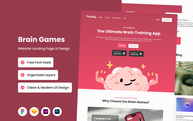 Thinkify – Brain Games nyitóoldala V1