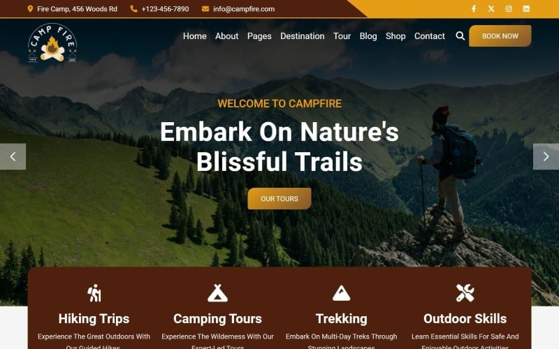 Campfire - HTML5网站模板徒步旅行，露营和徒步旅行