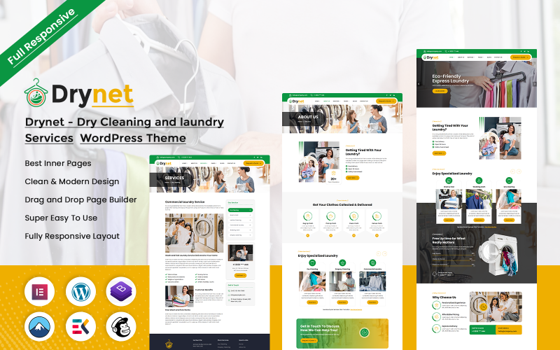 Drynet - Stomerij- en wasservices WordPress-thema