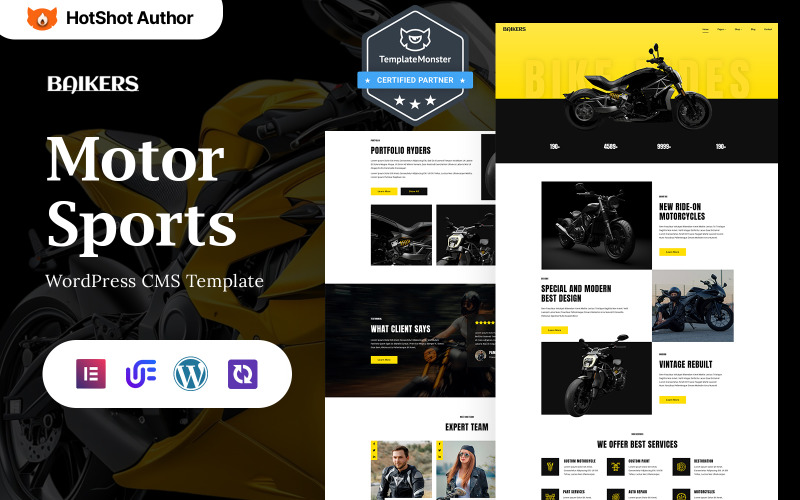 Baikers - Motorsport och racing WordPress Elementor-tema