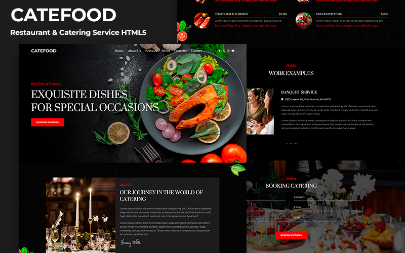 Catefood - Página de inicio HTML5 de servicio de restaurante y catering