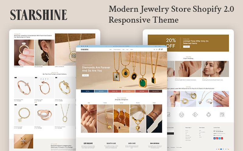 Starshine – Modernes Juweliergeschäft, vielseitig einsetzbares responsives Shopify 2.0-Theme