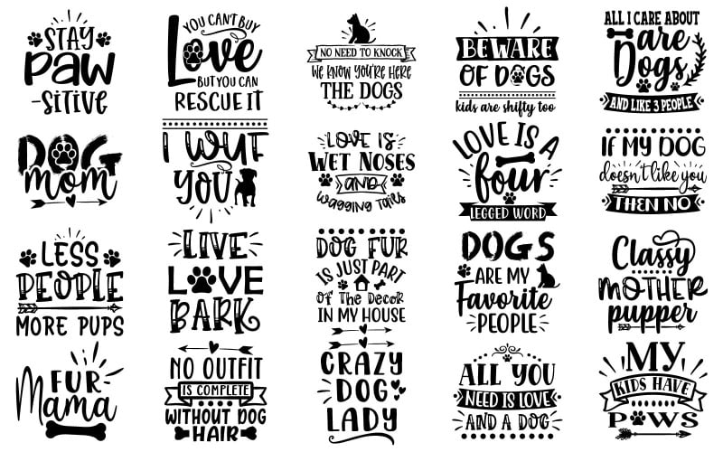 Унікальний комплект дизайнів Dogs Quotes SVG Designs – зворушливі SVG для любителів собак, ідеально підходять для індивідуальних сорочок.