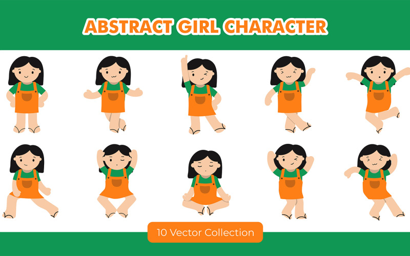 Abstraktes Mädchen-Charakter-Illustrationsset