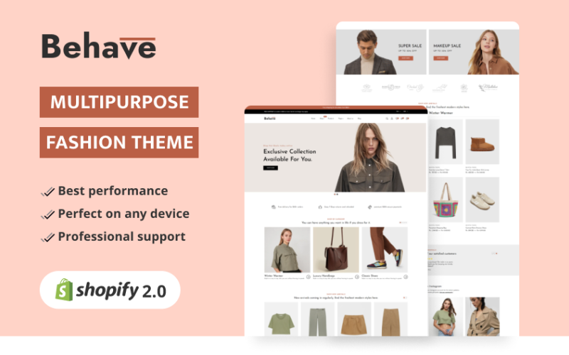 Behave - Mode & Accessoarer Hög nivå Shopify 2.0 Multi-purpose Responsive Theme