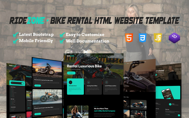RideZone - Fietsverhuur responsieve html-websitesjabloon