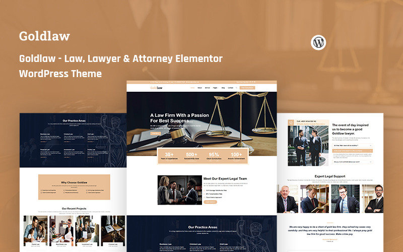 Goldlaw Law，律师 & 律师元素WordPress主题