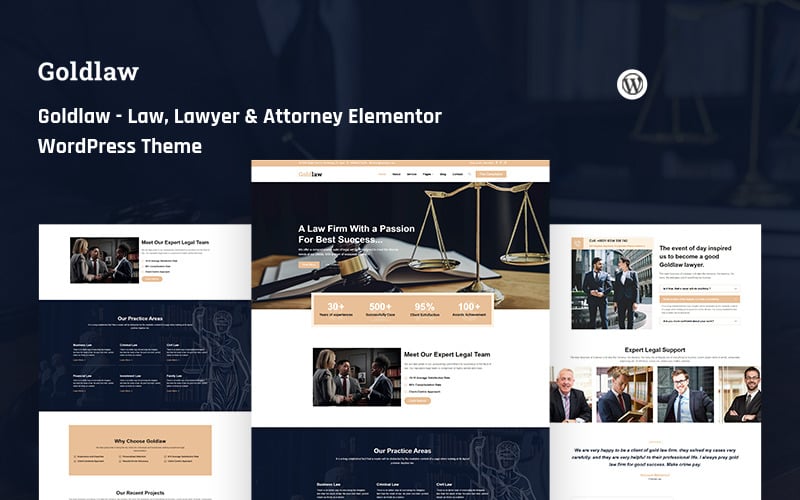 Goldlaw - Lei, Advogado e Advogado Elementor WordPress Theme