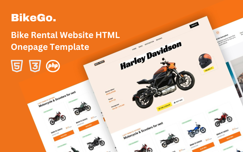 BikeGo -一页HTML自行车租赁模板