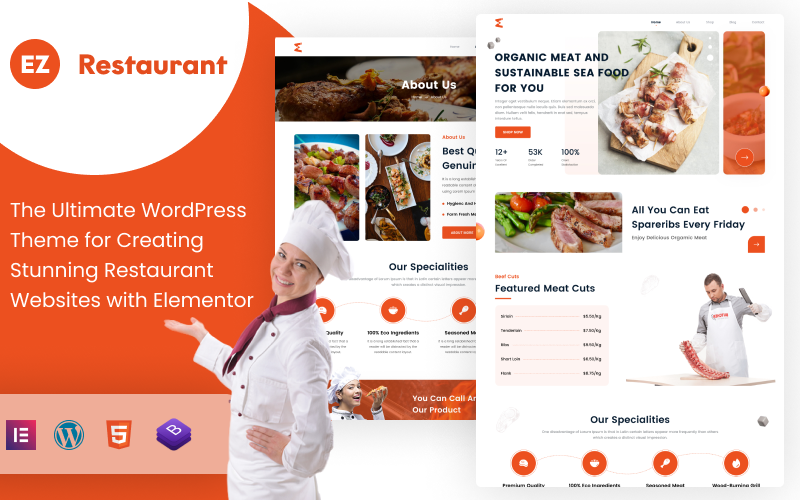 EZ Restaurant: A Dynamic WordPress Theme for Elevating Your Restaurant Business with Elementor