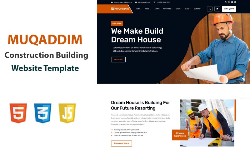 Muqaddim - Modello di sito web per l'edilizia e l'architettura