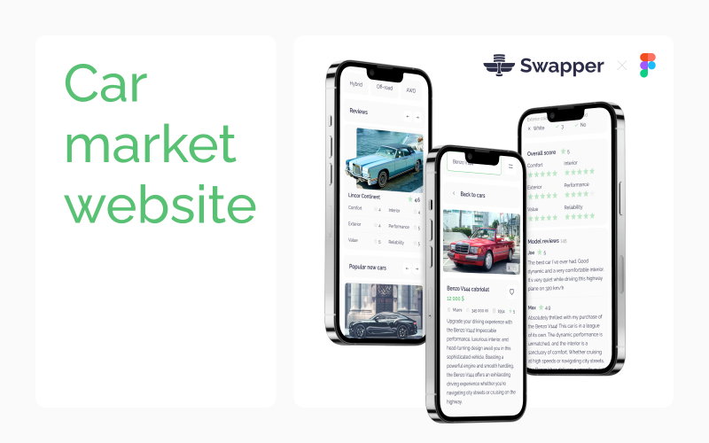 Swapper: plantilla de interfaz de usuario del sitio web del mercado de automóviles