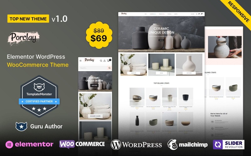 Porclay - Tema WooCommerce Elementor per ceramica e artigianato