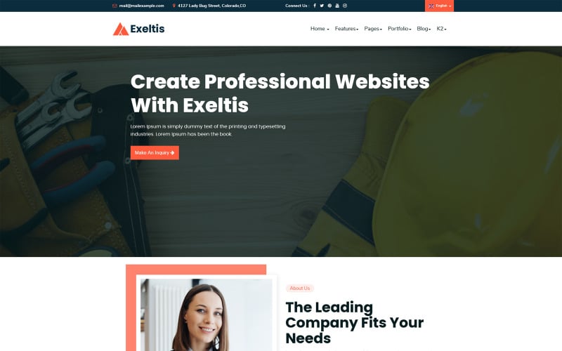 Modèle de construction d'entreprise Joomla 3-4-5 gratuit Exeltis