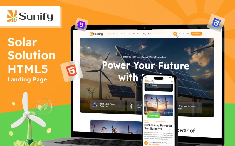 Sunify - HTML5模板太阳能目标页面引导