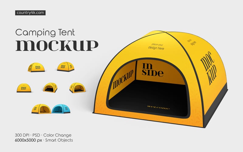 Camping Tent Mockup PSD Set