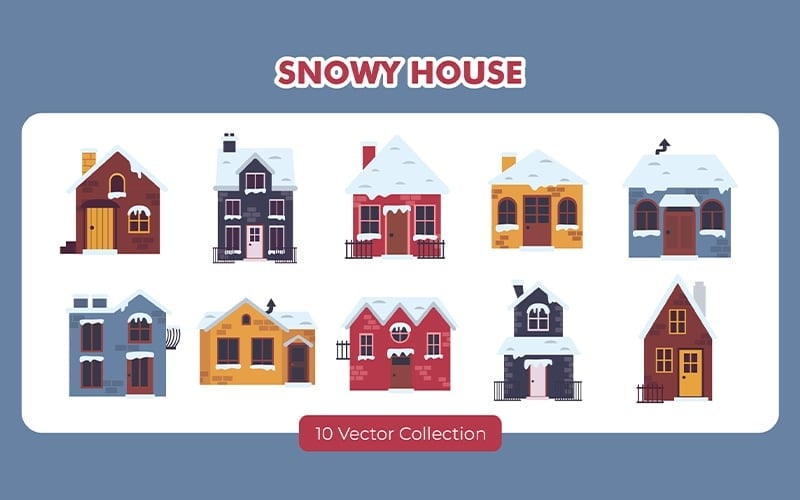 Besneeuwde huis vector set collectie