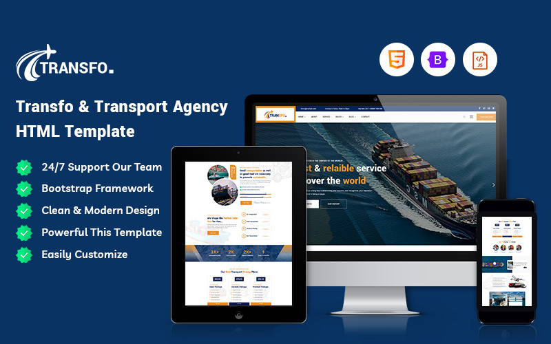 Transfo - Websitesjabloon voor transportbureau