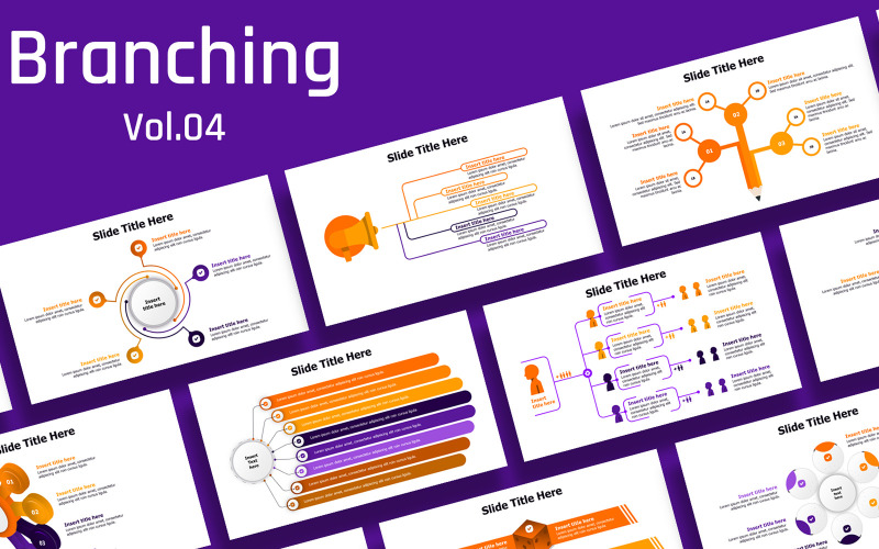 Business branching slides infographic -5 color variations- easy to use