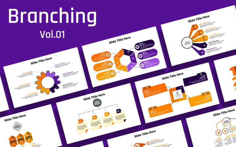 Business branching slides infographic- 5 color variations