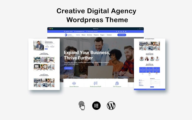 Creatief zakelijk digitaal Sagency Wordpress-thema