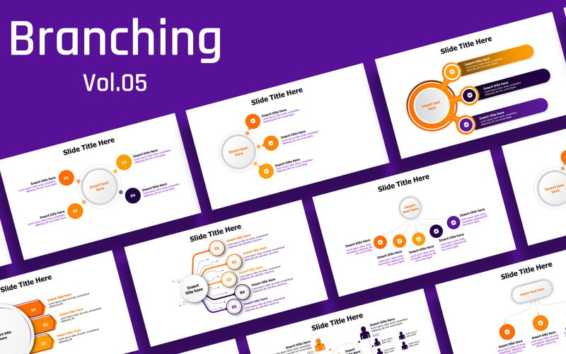 Obchodní větvení snímků infographic -5 barevných variant připravených k použití