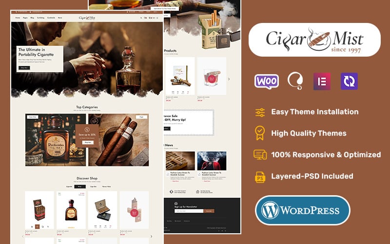 CigarMist - Sigaro e tabacco vintage - Tema WooCommerce