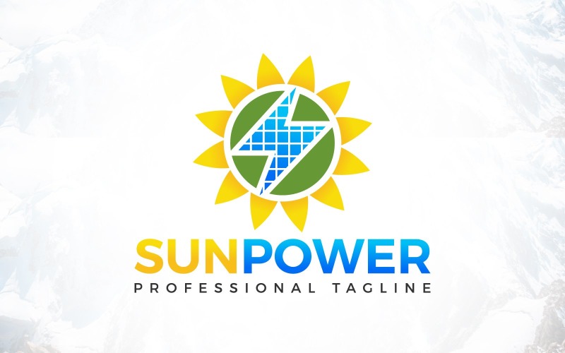 设计 de logotipo de energia solar de energia de girassol