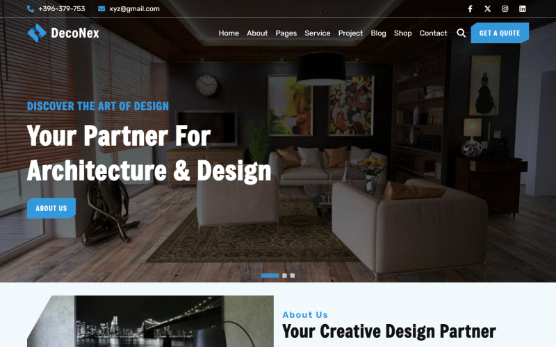 DecoNex - Modello di sito Web HTML5 per architettura e interior design