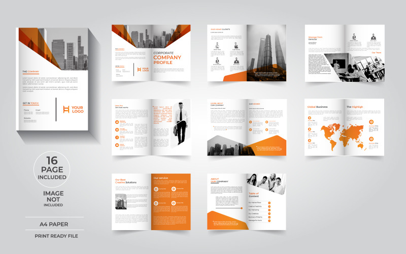 Minimal företagsprofil broschyrsidor design och tidning