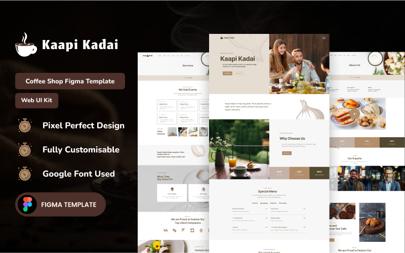 Kaapi Kadai咖啡店Figma模板