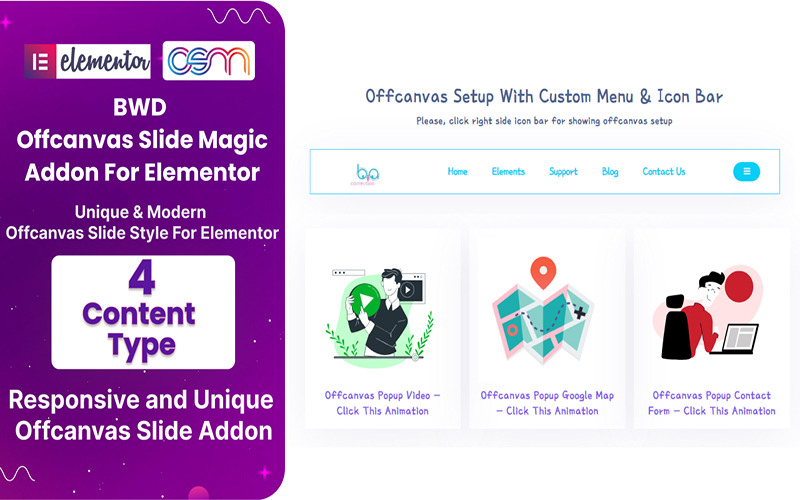 Offcanvas Slide Magic WordPress-plug-in voor Elementor