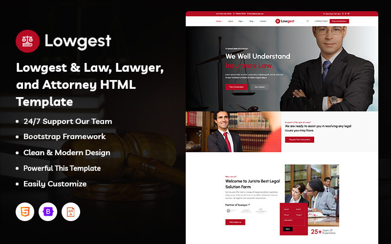 最低-网站模板为律师，律师和律师
