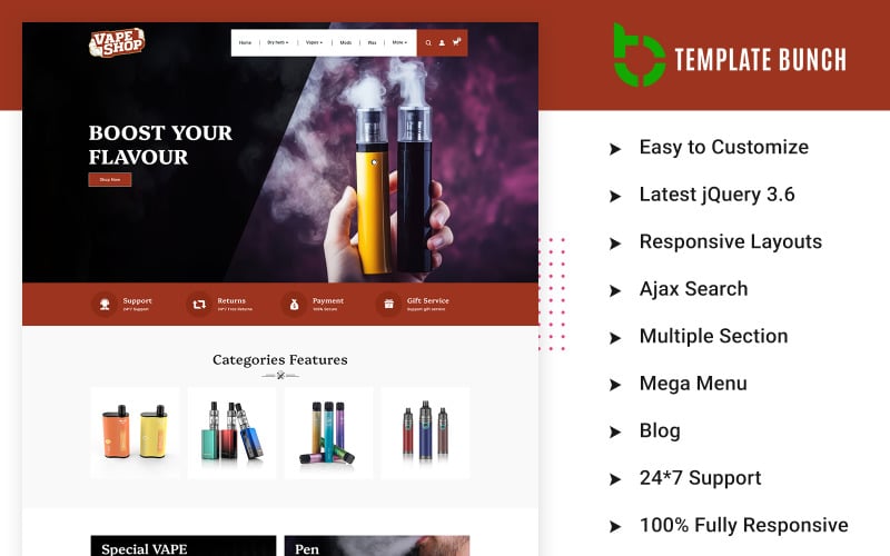 Vape Shop - 电子商务的响应式 OpenCart 主题