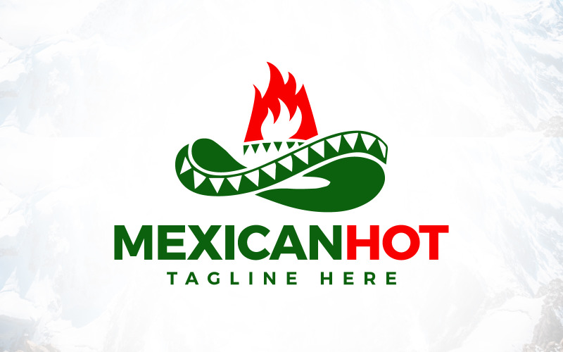Mexicaanse hoed met Hot Chili Fire-logo ontwerp