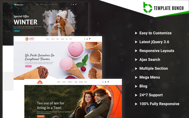 Amenity - Winter and Summer with Tent - Адаптивна тема Shopify для електронної комерції