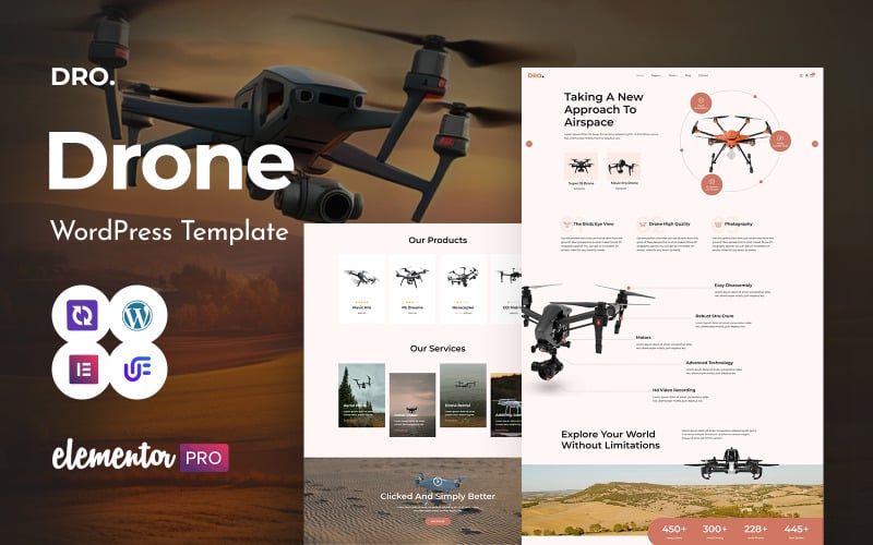 Dron - Drone opstarten en Copter multifunctioneel WordPress Elementor-thema