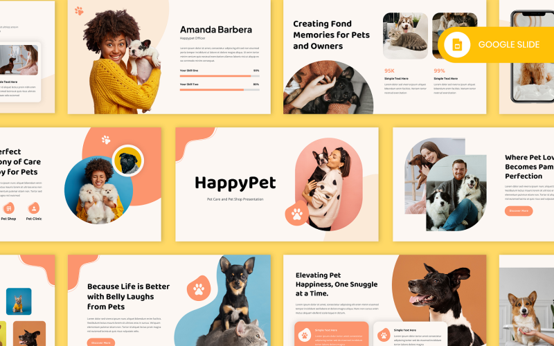 HappyPet – Péče o zvířata a Pet Shop šablona prezentace Google