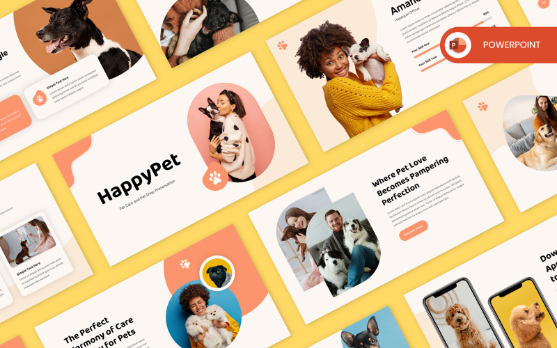 HappyPet - Plantilla de PowerPoint para tienda y cuidado de mascotas