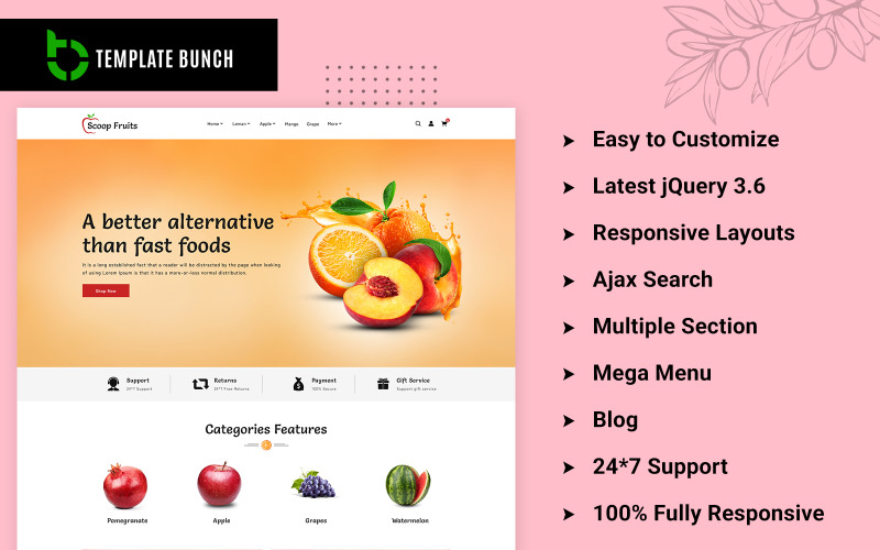 Scoop Fruits – Responsives Shopify-Theme für E-Commerce