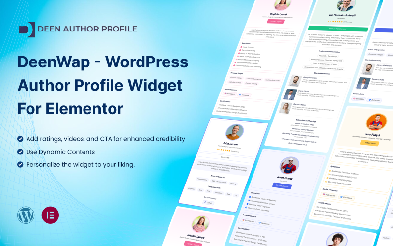 DeenWap - Elementor İçin WordPress Yazar Profili Widget'ı